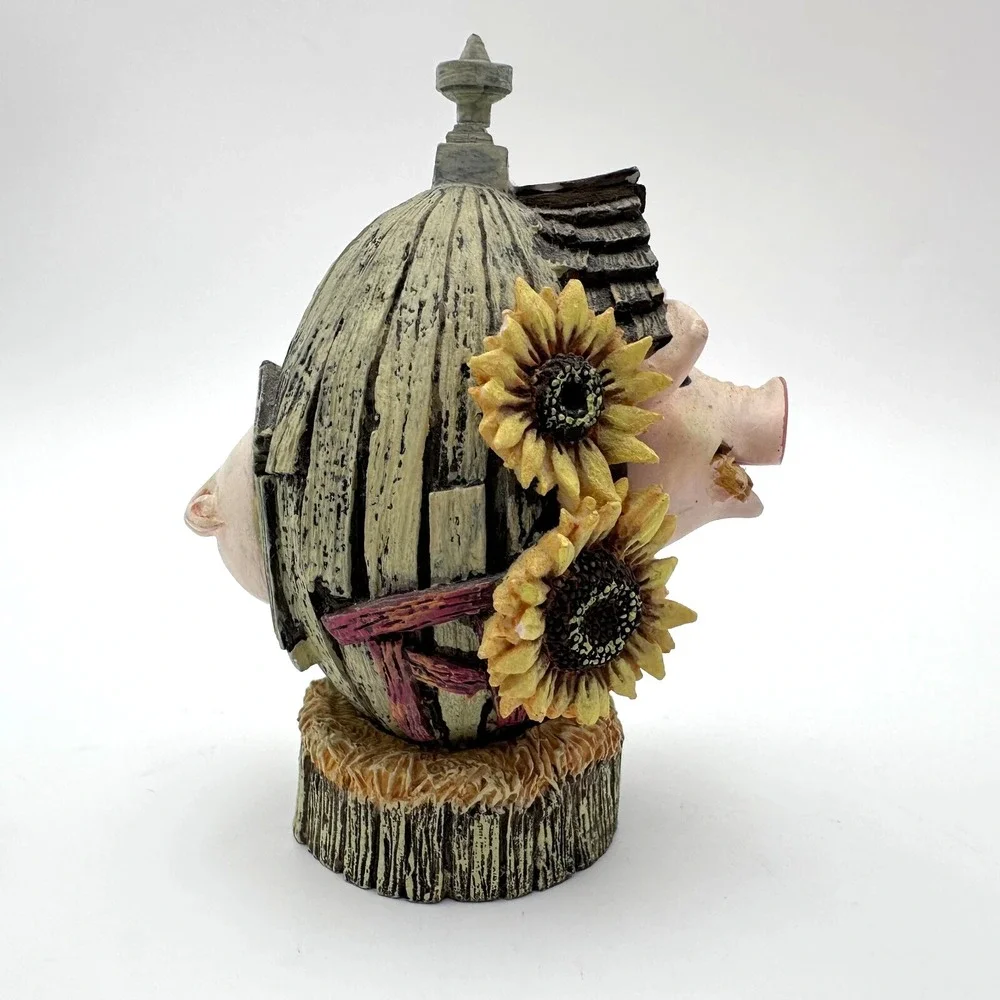 Herrero Sunny Side Up Pig Figurine Hand Painted Limited Edition Farmhouse Decor